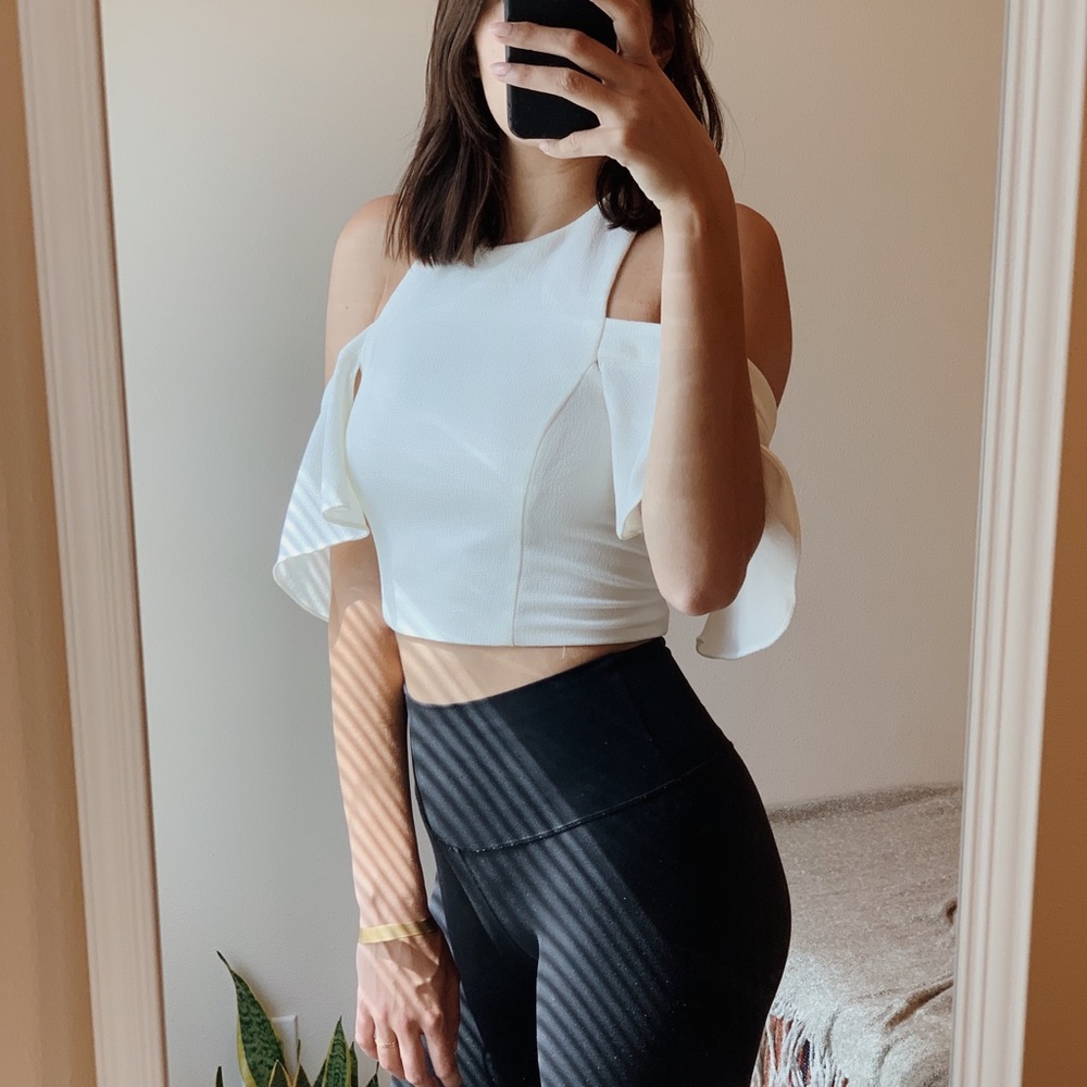 White off-shoulder crop top